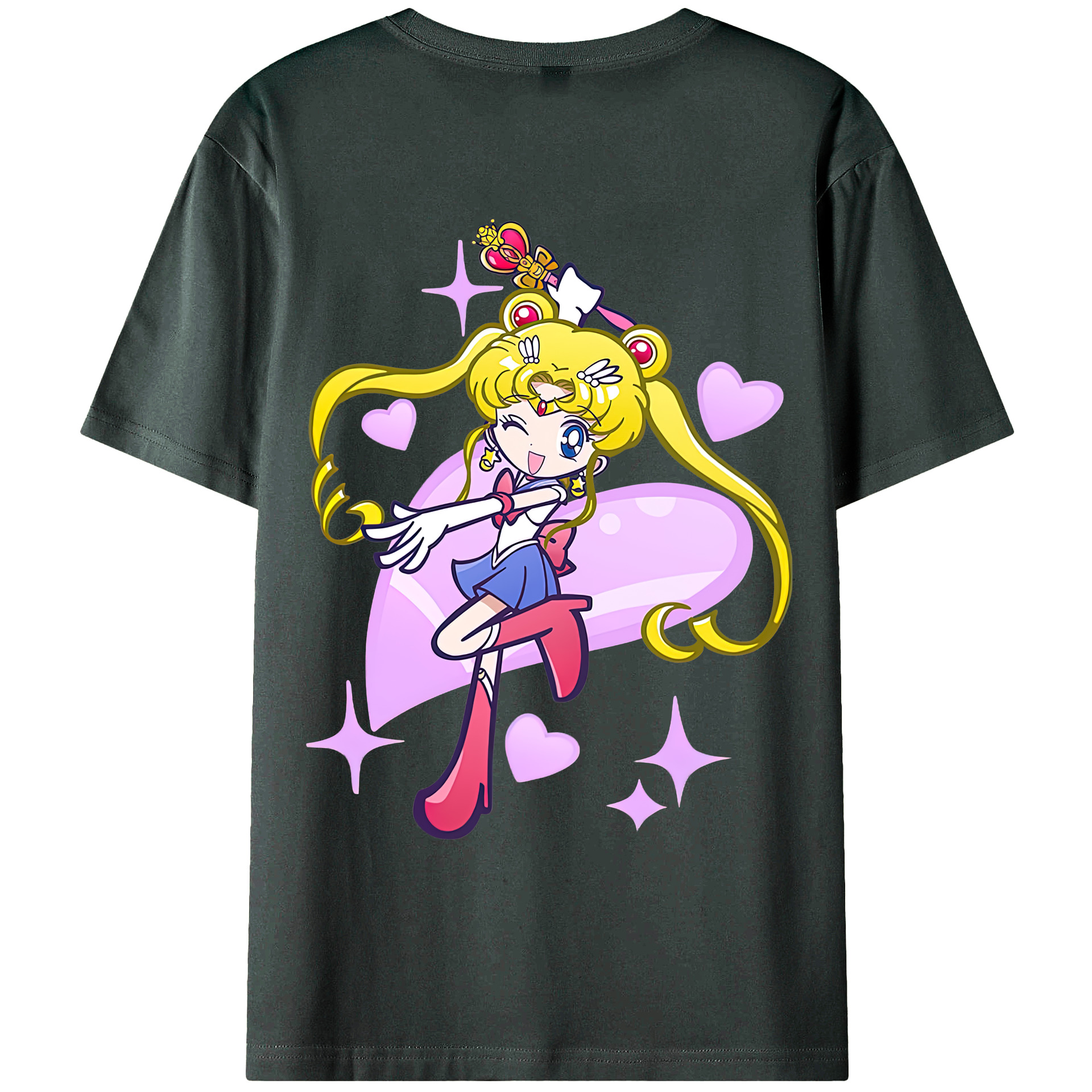 （画像用） 美少女戦士セーラームーン 月野 うさぎ つきの うさぎ Sailor Moon Tsukino Usagi 綿100％ メンズ半袖Tシャツ（バックプリント） 通気性
